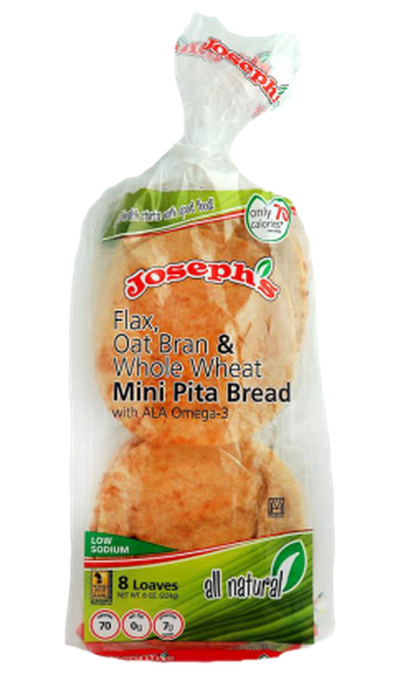 Joseph's All Natural Flax, Oat Bran & Whole Wheat Mini Pita Bread