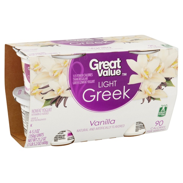 Great Value Light Greek Non Fat Yogurt (any flavor) - Food Library