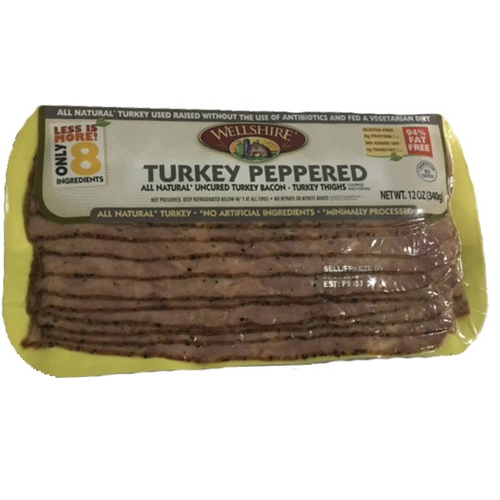 Wellshire Turkey Peppered All Natural Uncured Turkey Bacon Food