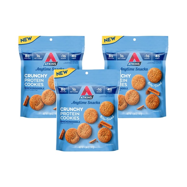 Atkins BiteSized Crunchy Protein Cookies, Snickerdoodle Food Library
