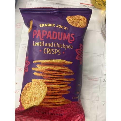 Trader Joe’s Papadums Lentil and Chickpea Crisps Food Library Shibboleth!