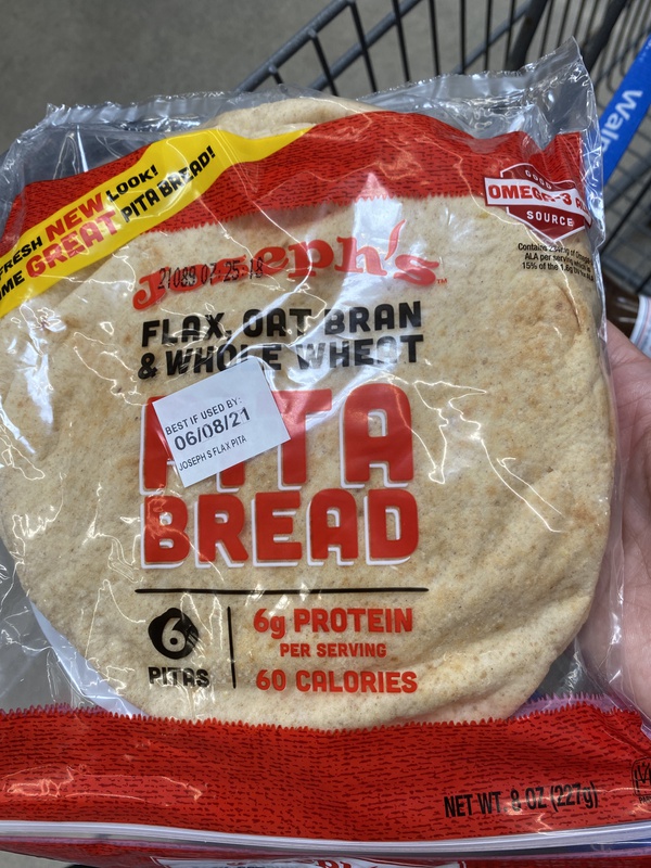 Joseph's Flax, Oat Bran & Whole Wheat Pita Bread (regular size) Food
