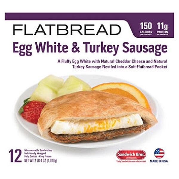 Sandwich Bros. Flatbread Egg White and Turkey Sausage Food Library Shibboleth!