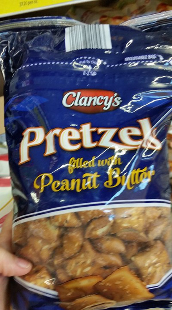 Clancy's Pretzels filled with Peanut Butter Food Library Shibboleth!