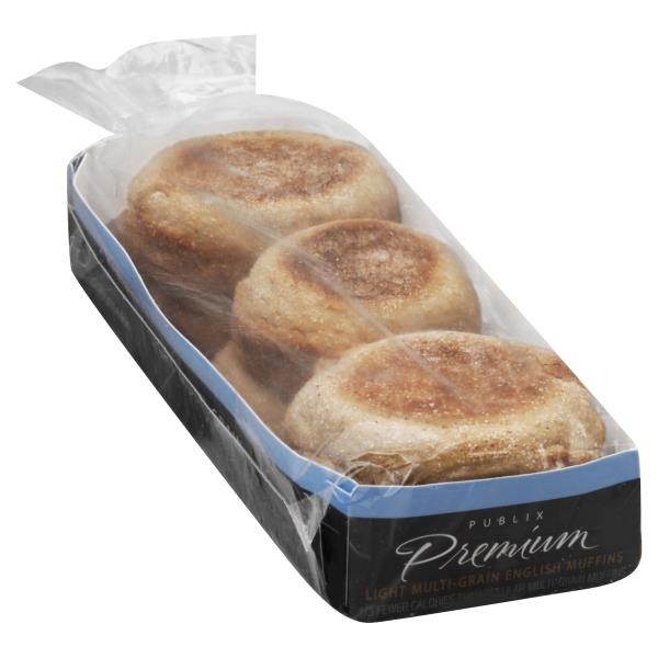 Publix Premium English Muffins, Light MultiGrain Food Library