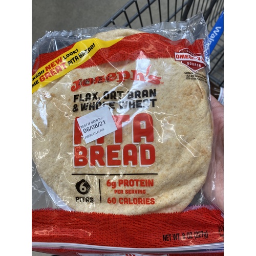 Joseph's Flax, Oat Bran & Whole Wheat Pita Bread (regular size) Food