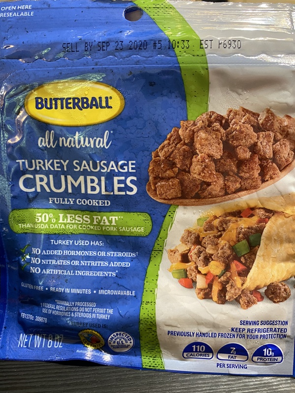 Butterball All Natural Turkey Sausage Crumbles Fully Cooked Food