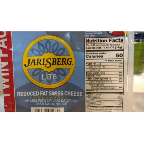 Jarlsburg Lite Reduced Fat Swiss Cheese Slices Food Library Shibboleth