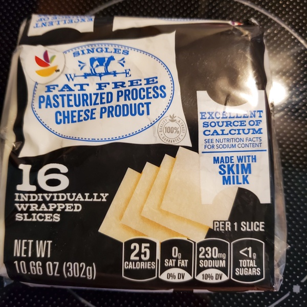 Giant Fat Free Pasteurized Processed Cheese Product Sliced Food