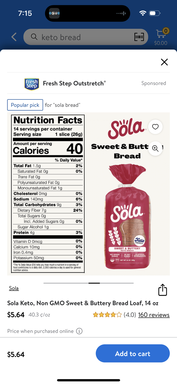 Sola Sweet & Buttery Keto bread Food Library Shibboleth