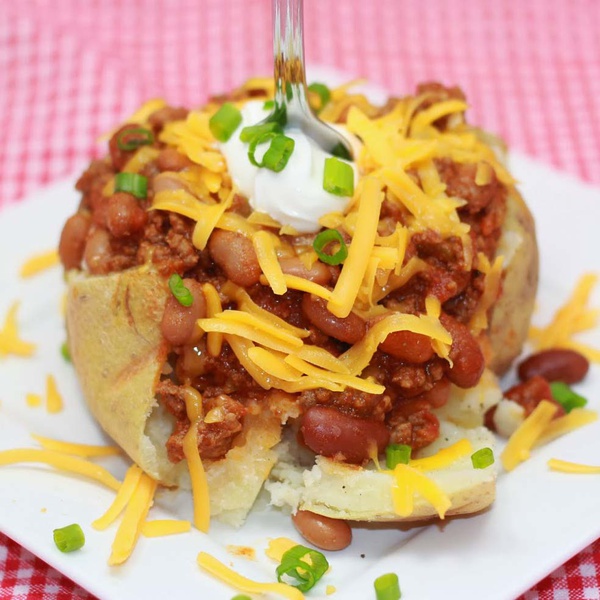 1 Small Wendy's Chili over 1/2 baked potato w/ a side salad - Food ...