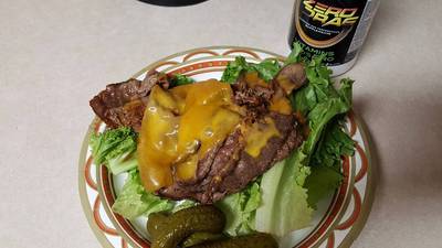London Broil. Lettuce. Cheese. Pickles.